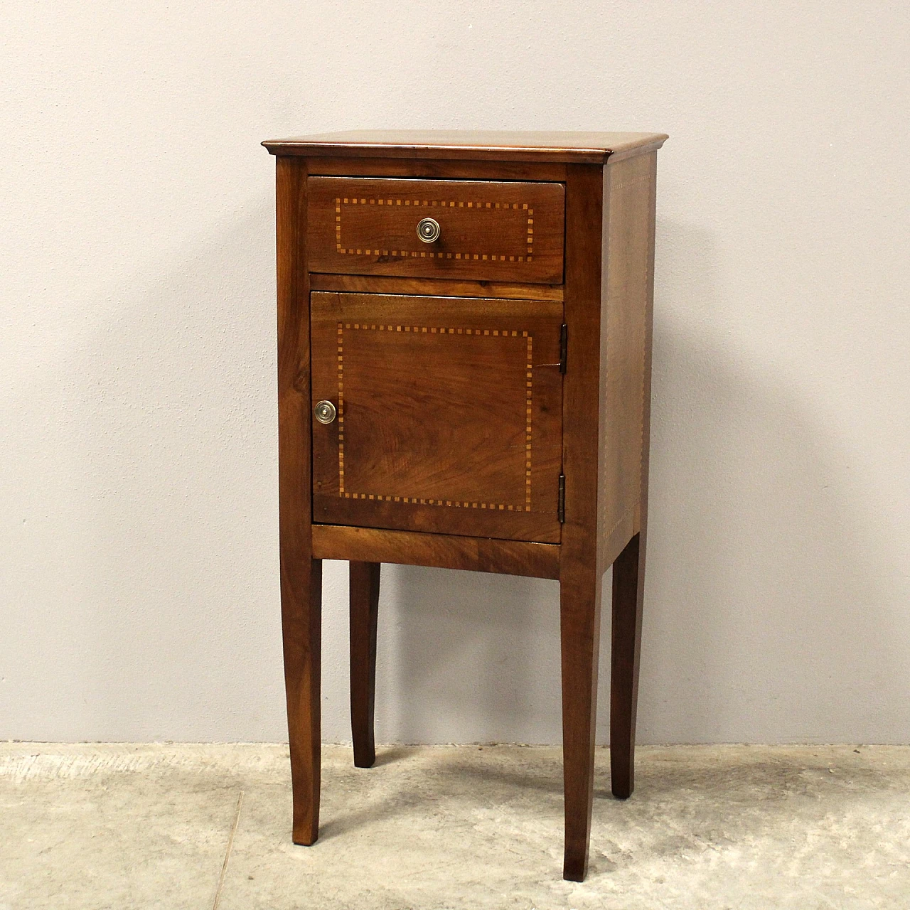 Directoire walnut bedside table with inlays, early 19th century 6