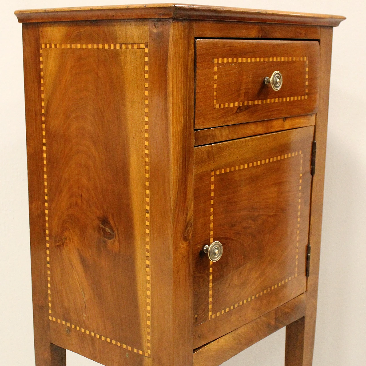 Directoire walnut bedside table with inlays, early 19th century 7