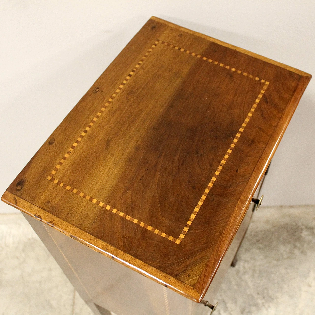 Directoire walnut bedside table with inlays, early 19th century 9