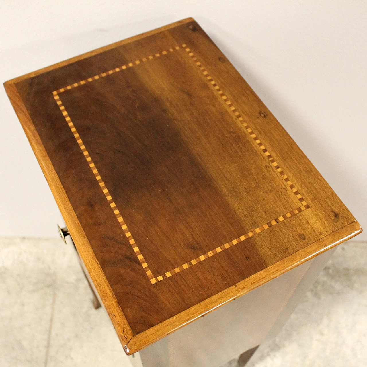 Directoire walnut bedside table with inlays, early 19th century 11