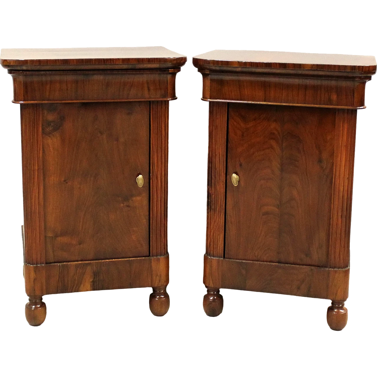 Pair of Charles X walnut Capuchin bedside tables, mid-19th century 2