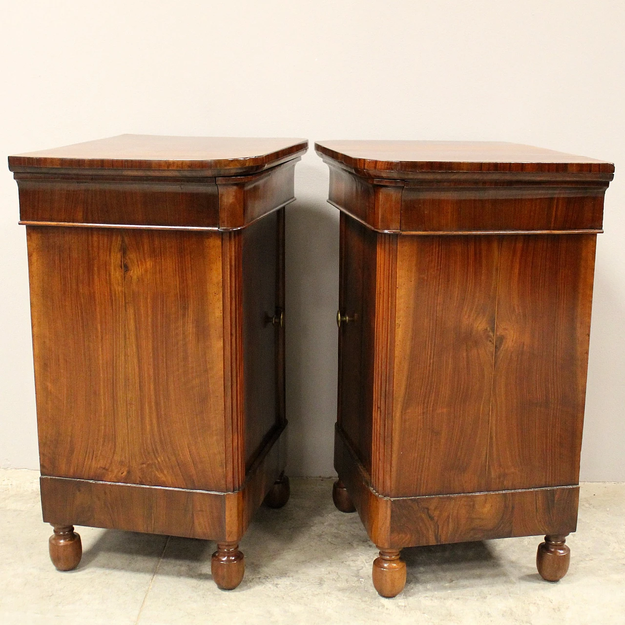 Pair of Charles X walnut Capuchin bedside tables, mid-19th century 3