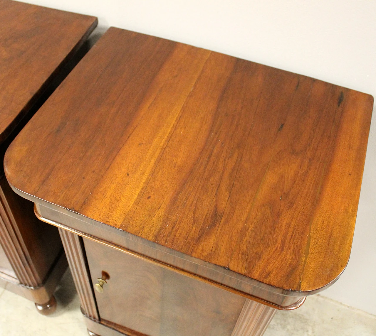 Pair of Charles X walnut Capuchin bedside tables, mid-19th century 5