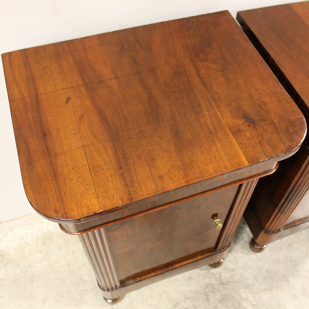 Pair of Charles X walnut Capuchin bedside tables, mid-19th century 6