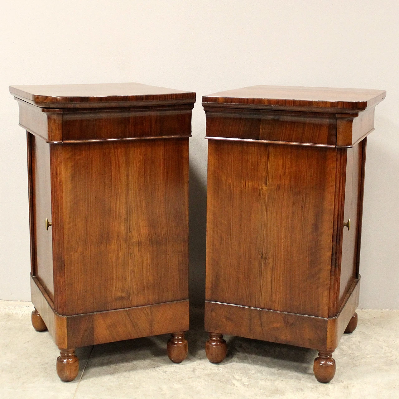 Pair of Charles X walnut Capuchin bedside tables, mid-19th century 7