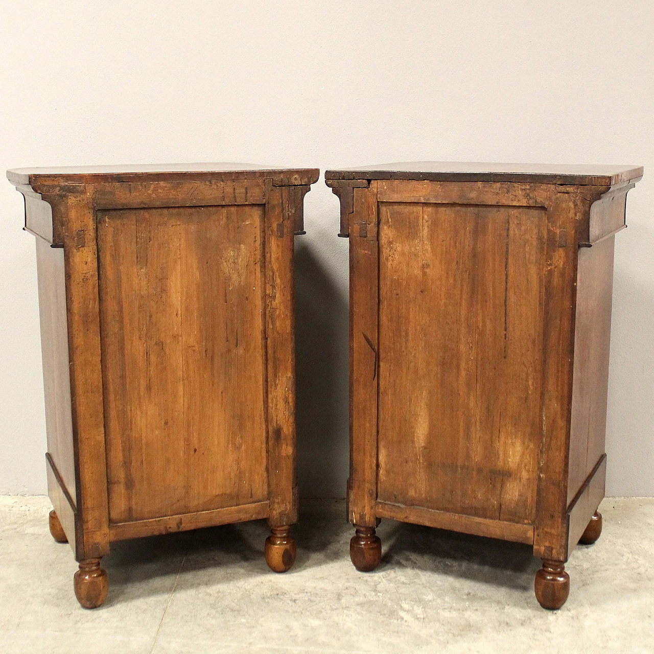 Pair of Charles X walnut Capuchin bedside tables, mid-19th century 9