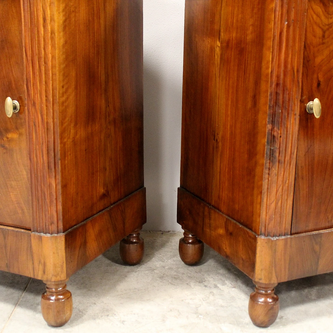 Pair of Charles X walnut Capuchin bedside tables, mid-19th century 11