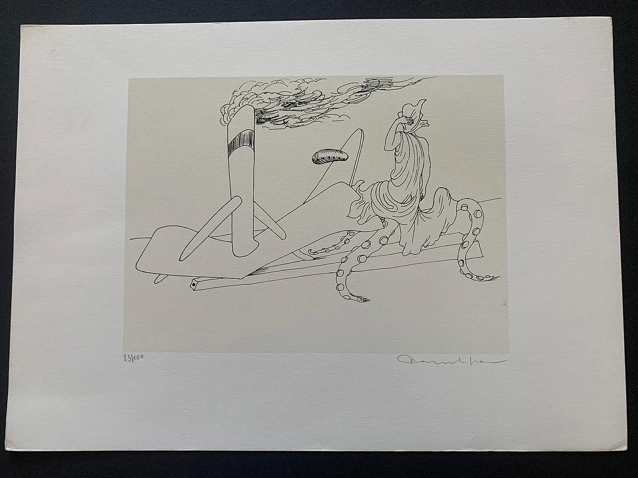 M. Jean, composizione surrealista 73/100, litografia, anni '60 1