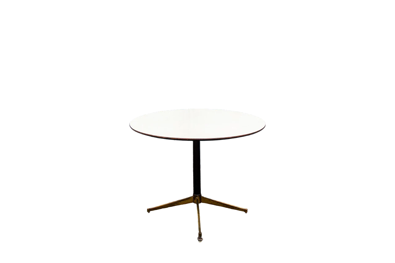 Wood and brass round table, 1950s 8