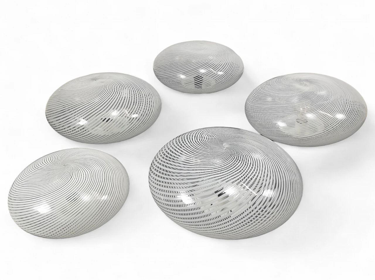 5 Murano glass ceiling lamps by Venini, 1950s 6