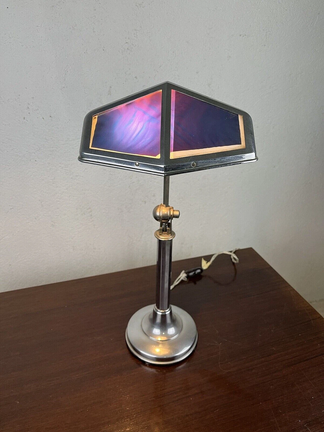 Art Deco steel and glass table lamp by Pirouette, 1930s 3