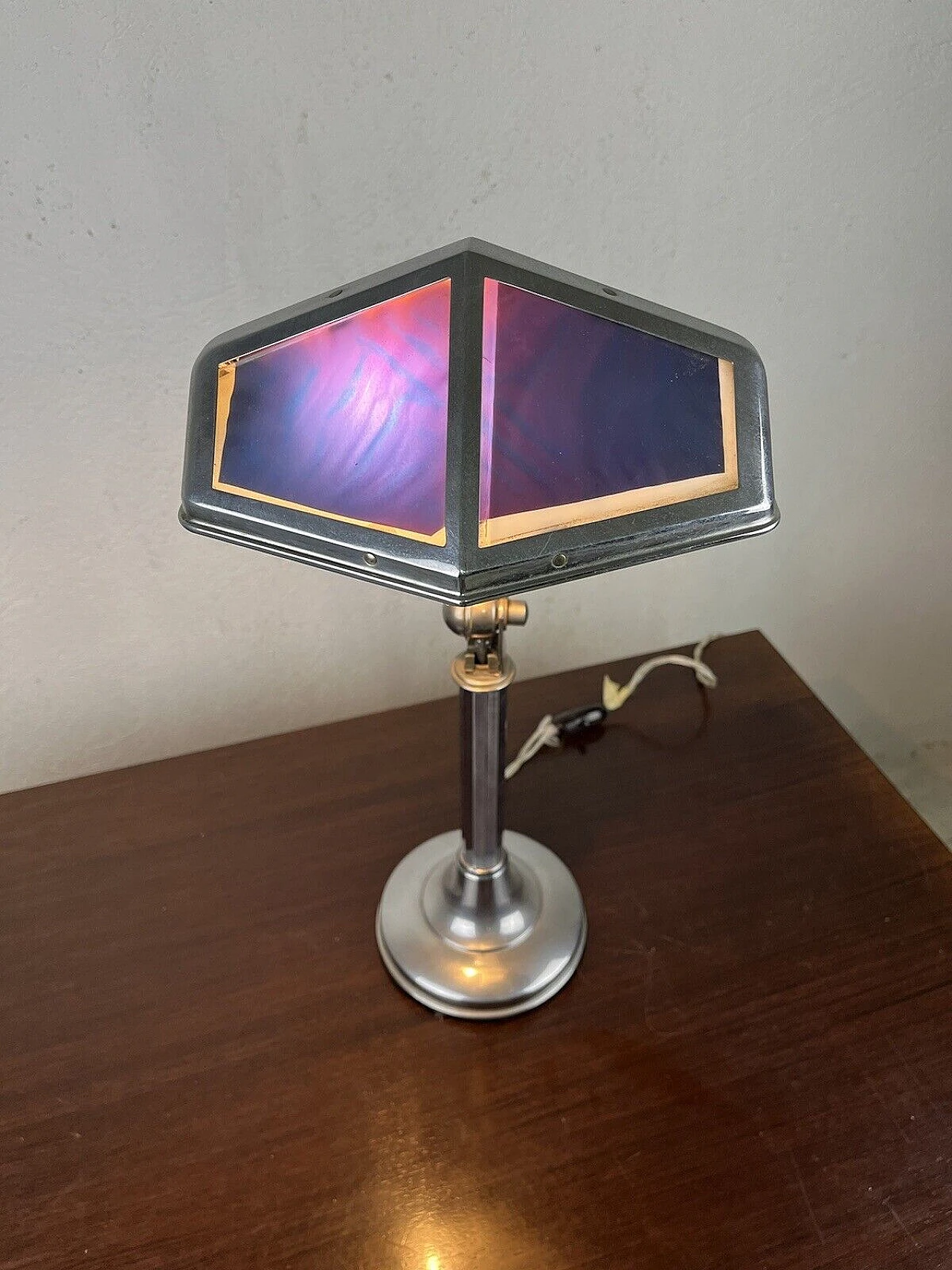 Art Deco steel and glass table lamp by Pirouette, 1930s 4