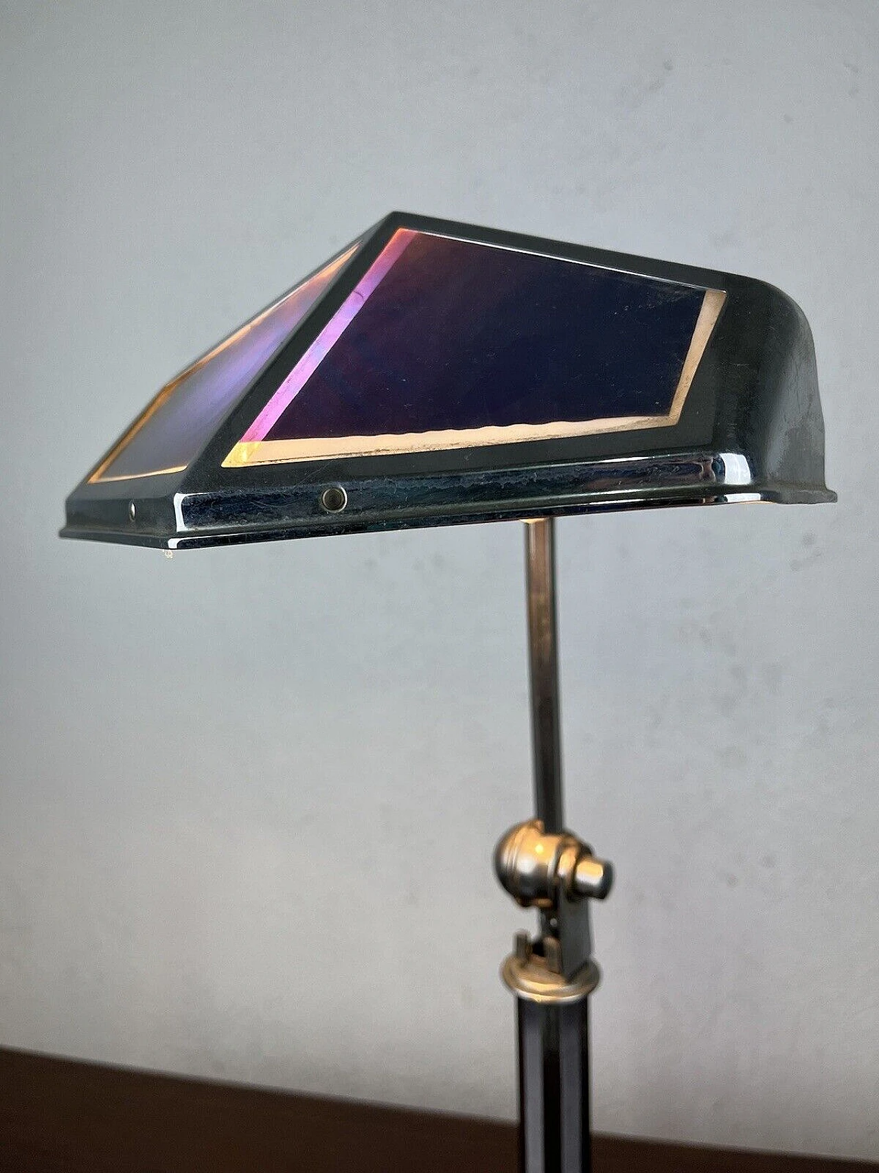 Art Deco steel and glass table lamp by Pirouette, 1930s 8