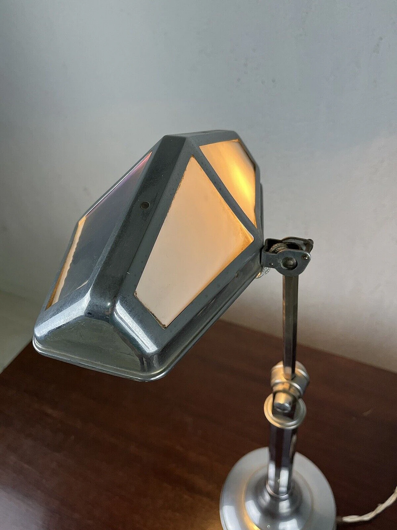 Art Deco steel and glass table lamp by Pirouette, 1930s 9