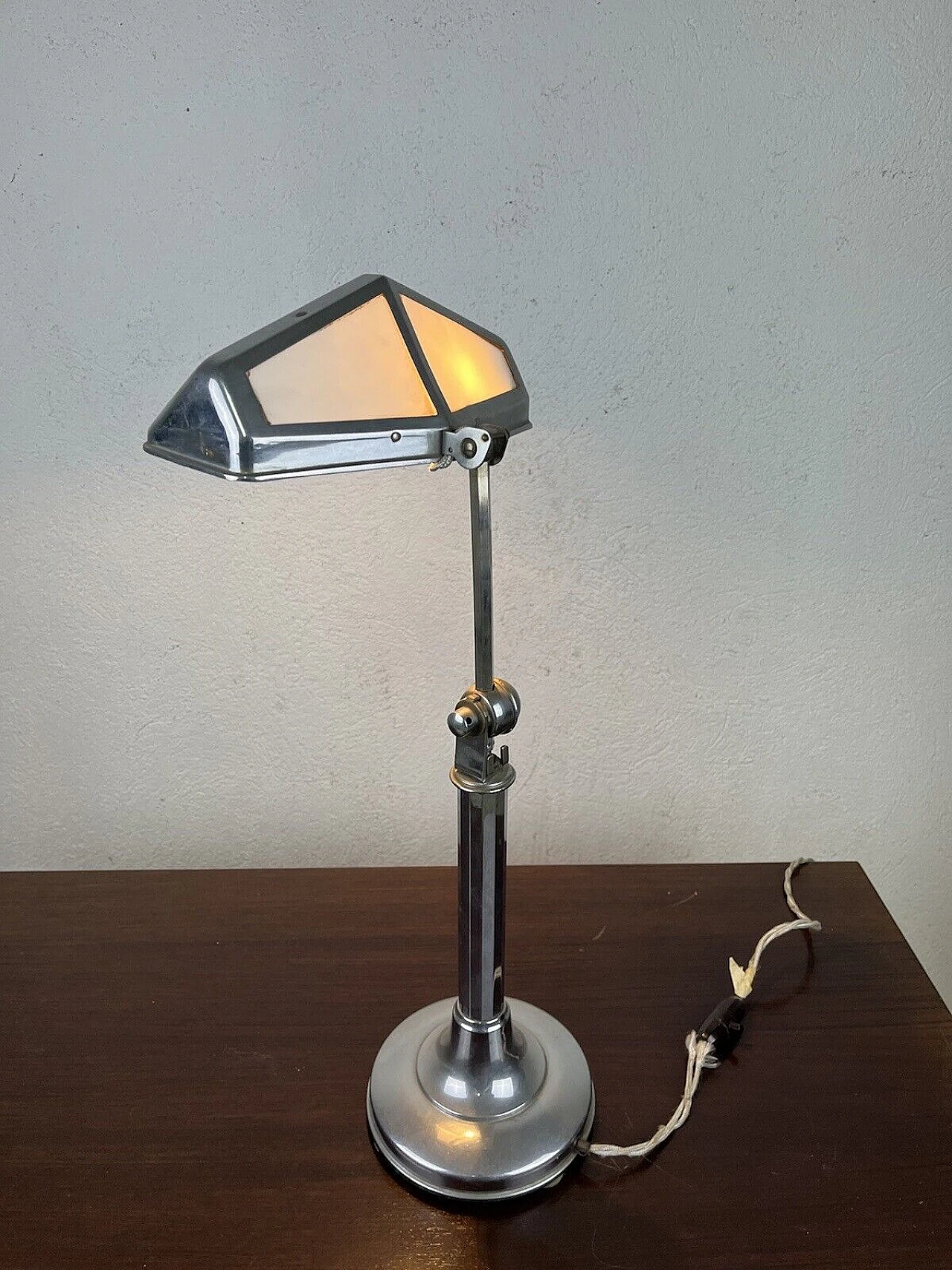 Art Deco steel and glass table lamp by Pirouette, 1930s 10