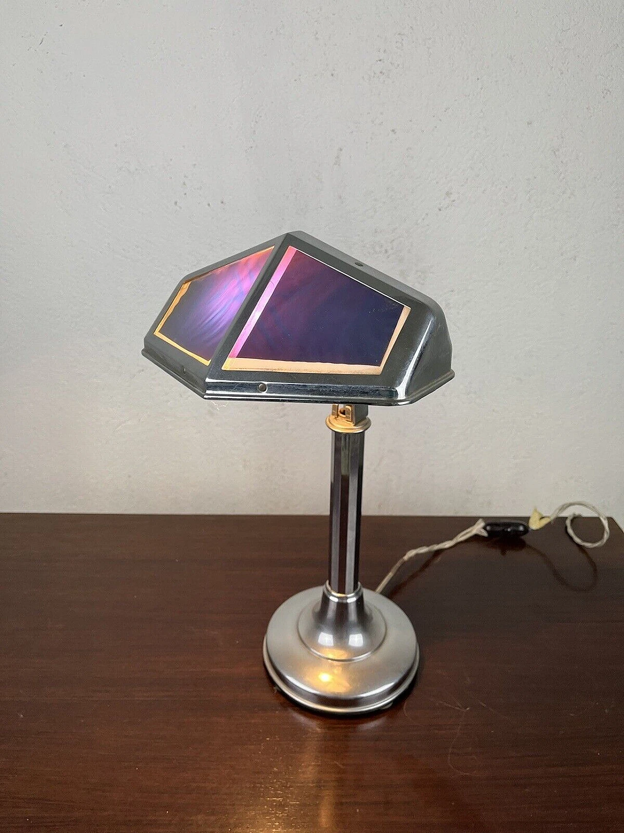 Art Deco steel and glass table lamp by Pirouette, 1930s 11