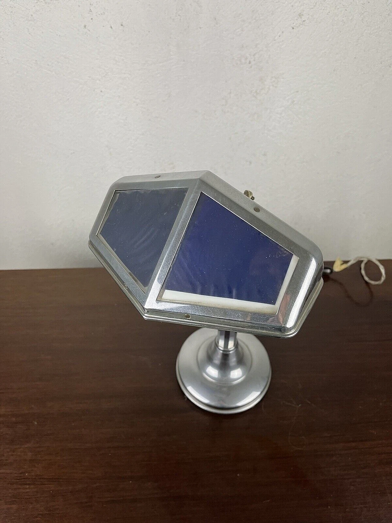 Art Deco steel and glass table lamp by Pirouette, 1930s 12