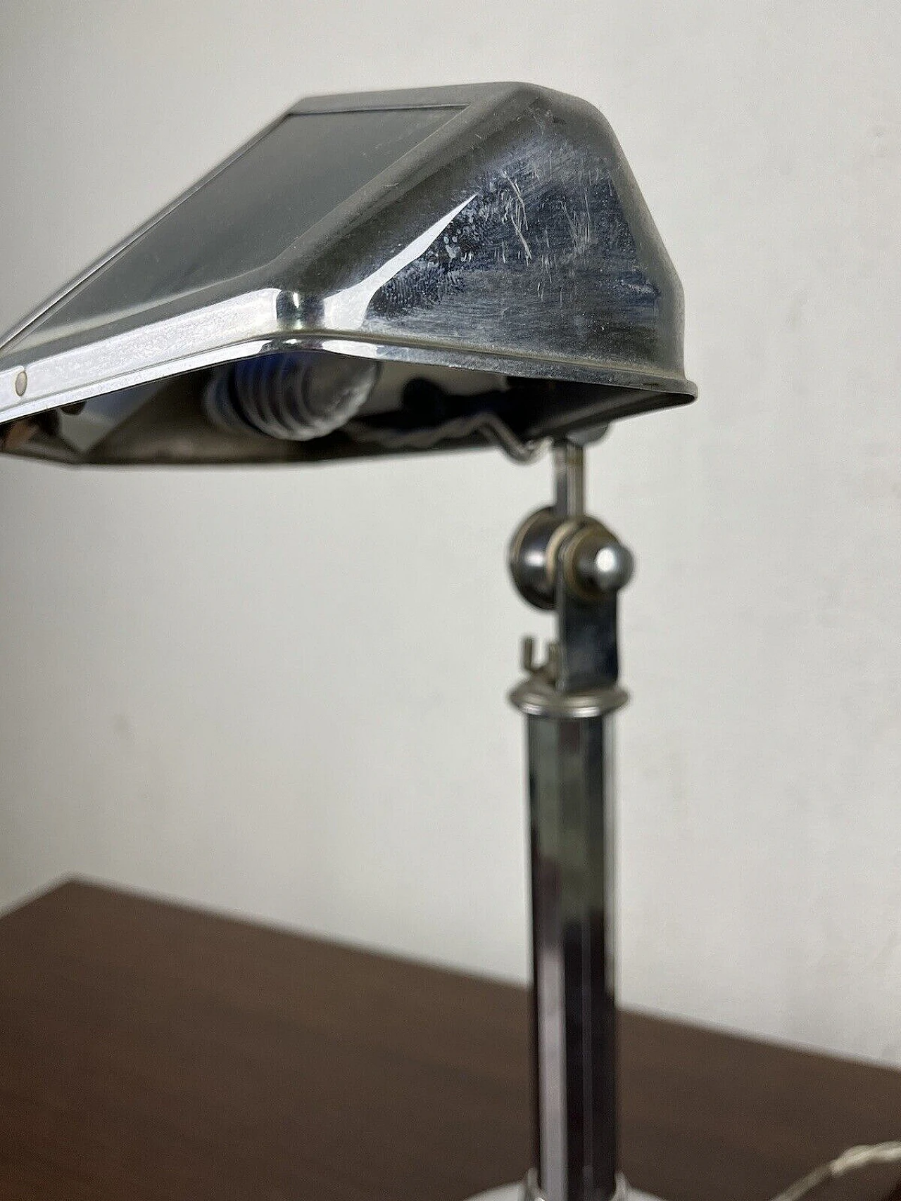 Art Deco steel and glass table lamp by Pirouette, 1930s 13