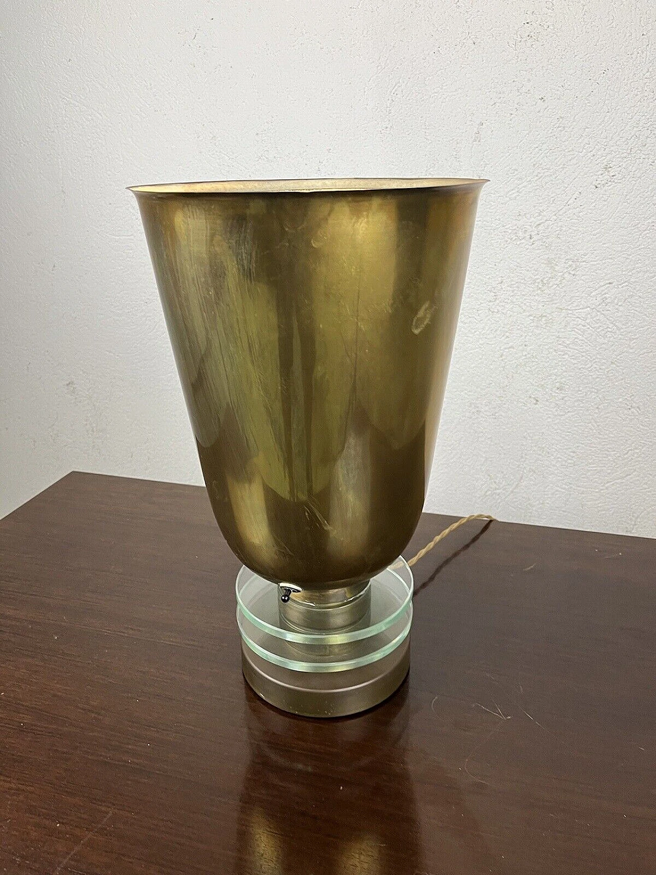 Brass and glass table lamp, 1950s 4