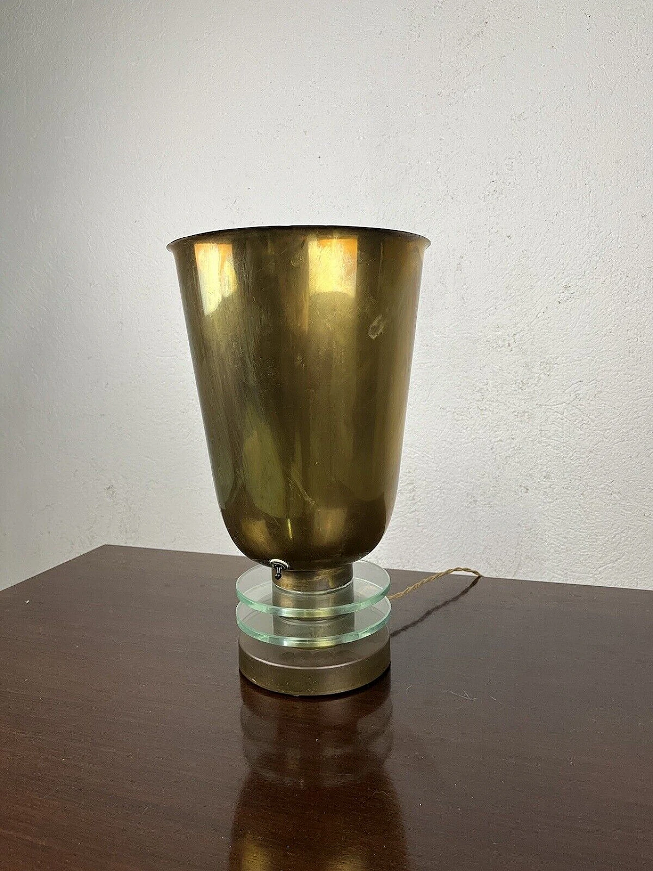 Brass and glass table lamp, 1950s 11