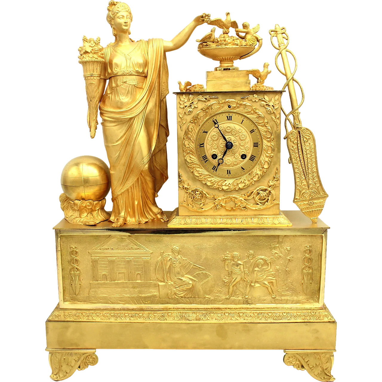 Empire gilded bronze pendulum clock with Ceres, early 19th century 2