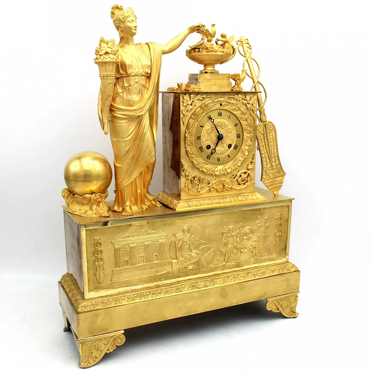 Empire gilded bronze pendulum clock with Ceres, early 19th century 7