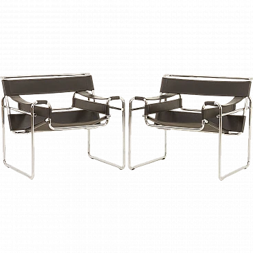 Pair of Wassily B3 armchairs by M. Breuer for Gavina, 1960s