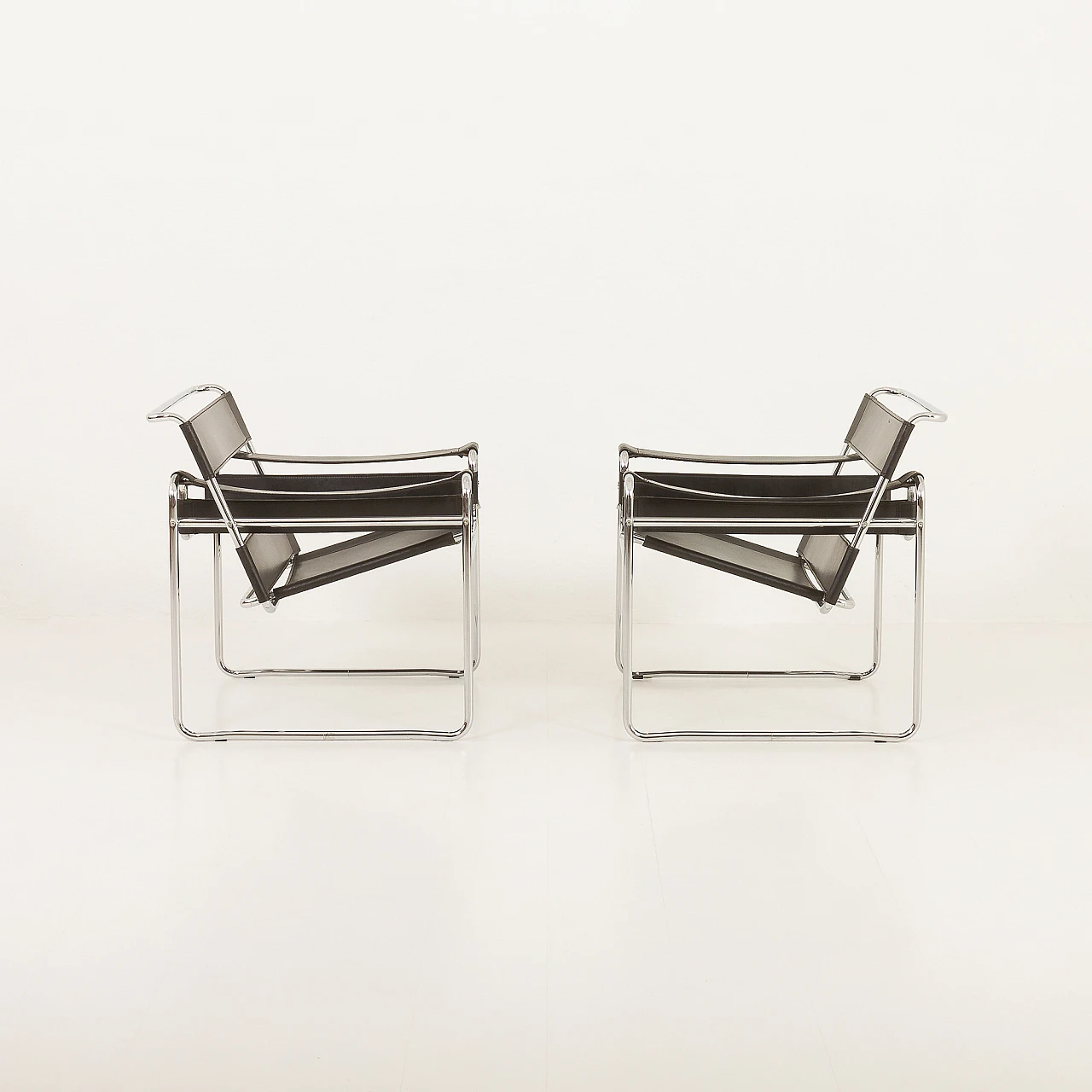 Pair of Wassily B3 armchairs by M. Breuer for Gavina, 1960s 9