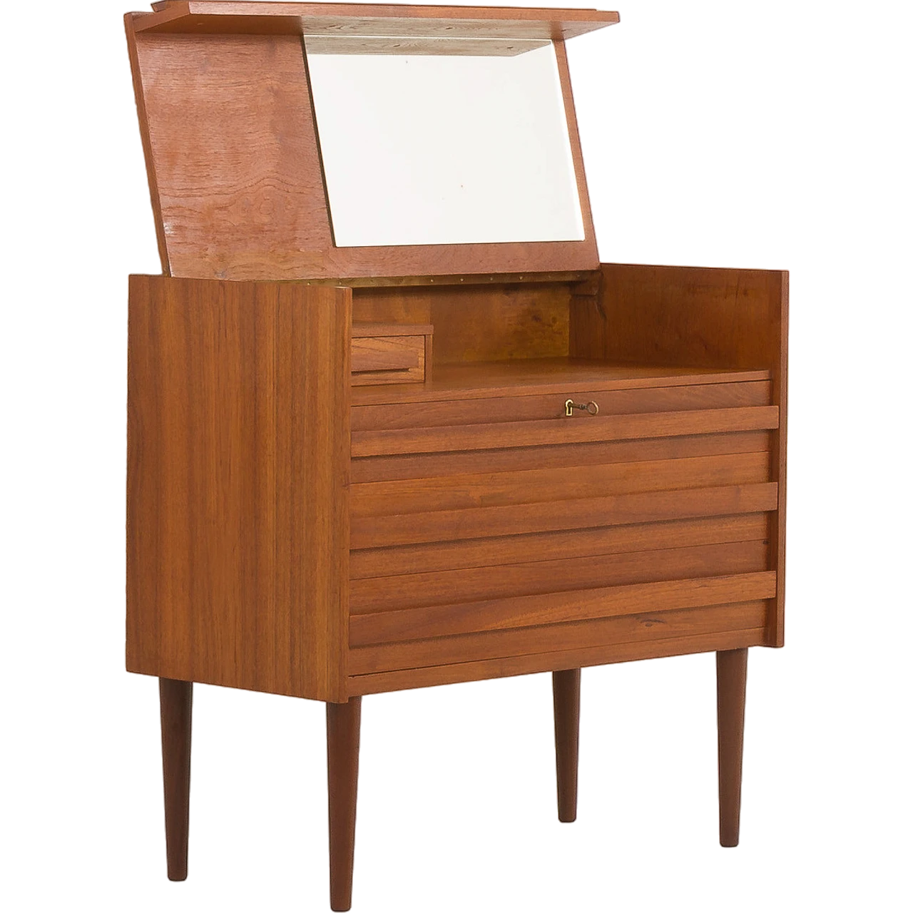 Danish teak dressing table with vanishing mirror, 1966 2