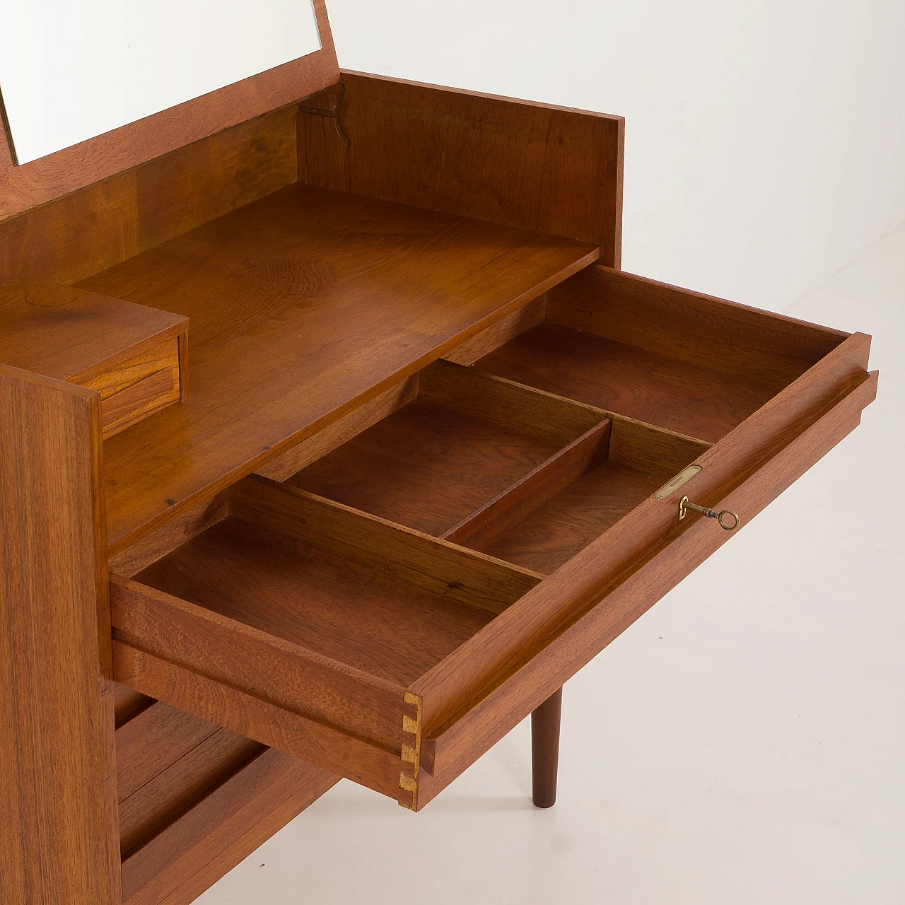 Danish teak dressing table with vanishing mirror, 1966 9