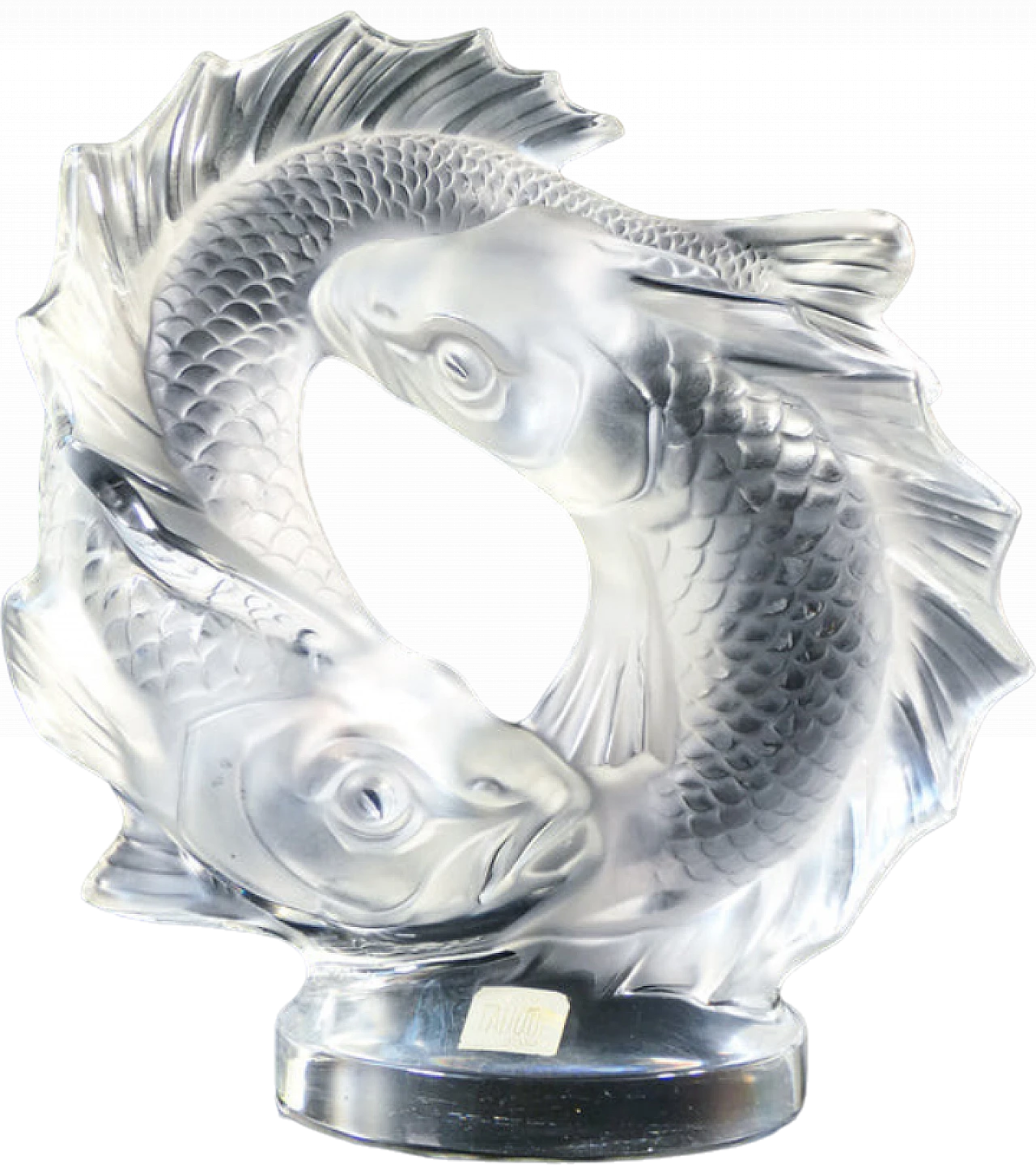 Scultura di coppia di carpe koi in cristallo di Lalique, anni '70 2