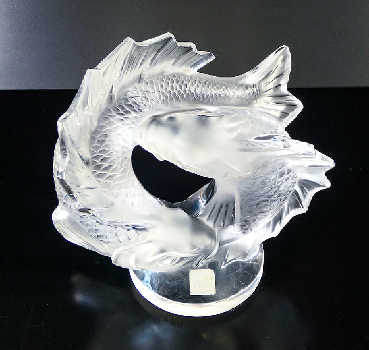 Scultura di coppia di carpe koi in cristallo di Lalique, anni '70 4