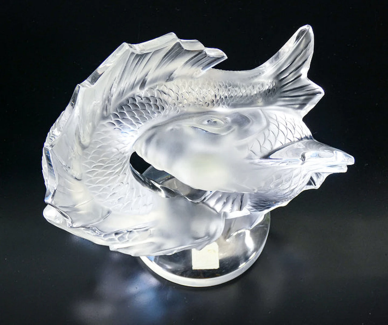 Scultura di coppia di carpe koi in cristallo di Lalique, anni '70 5