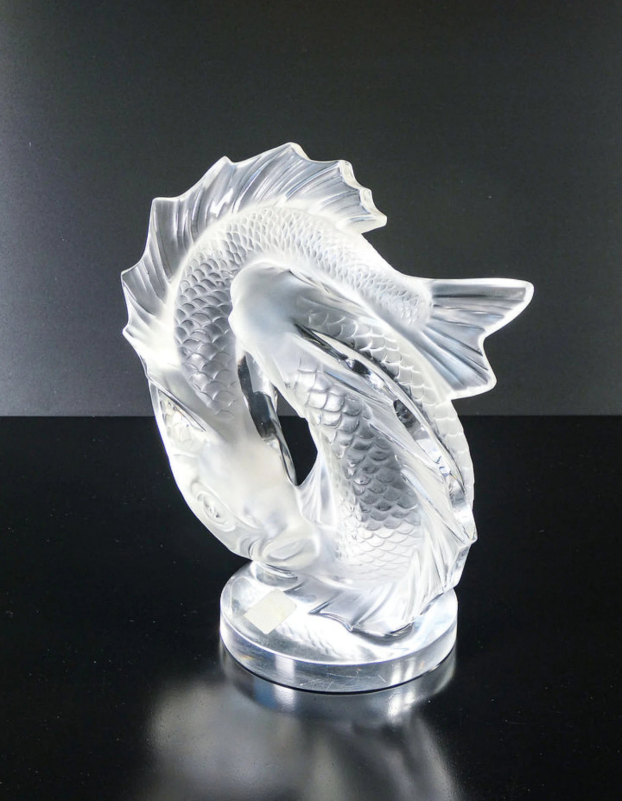 Scultura di coppia di carpe koi in cristallo di Lalique, anni '70 7