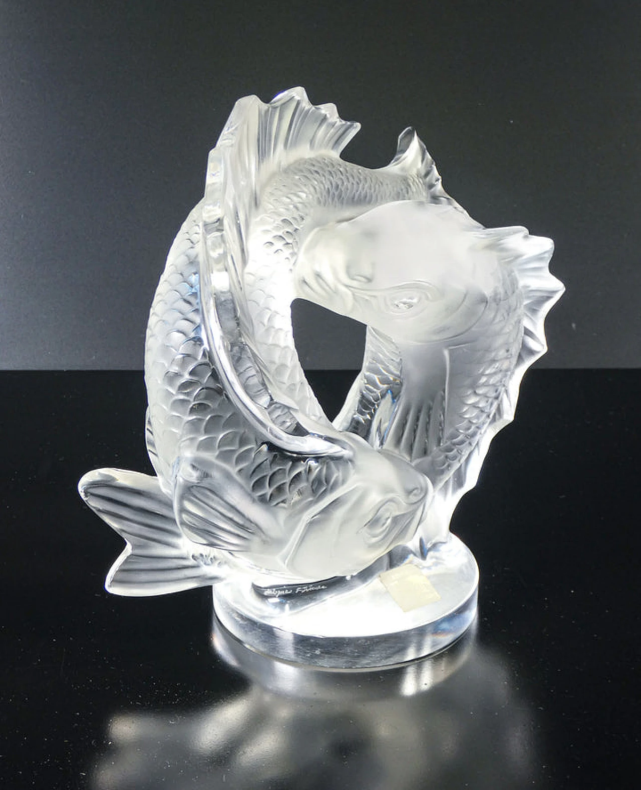 Scultura di coppia di carpe koi in cristallo di Lalique, anni '70 11