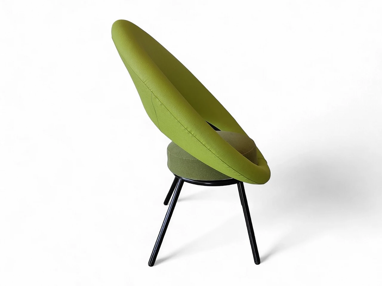 Green fabric and metal armchair, 1980s 2