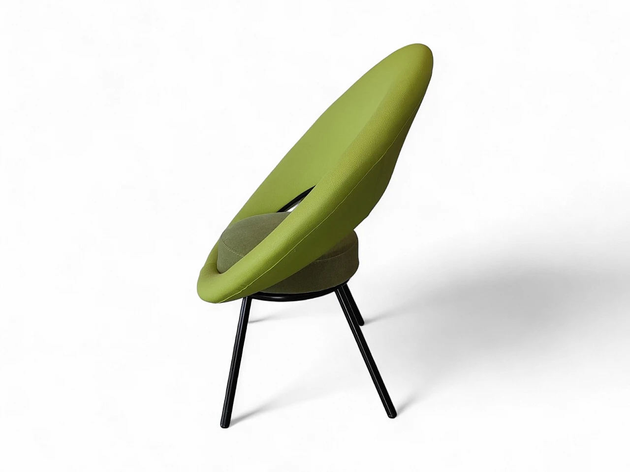 Green fabric and metal armchair, 1980s 4