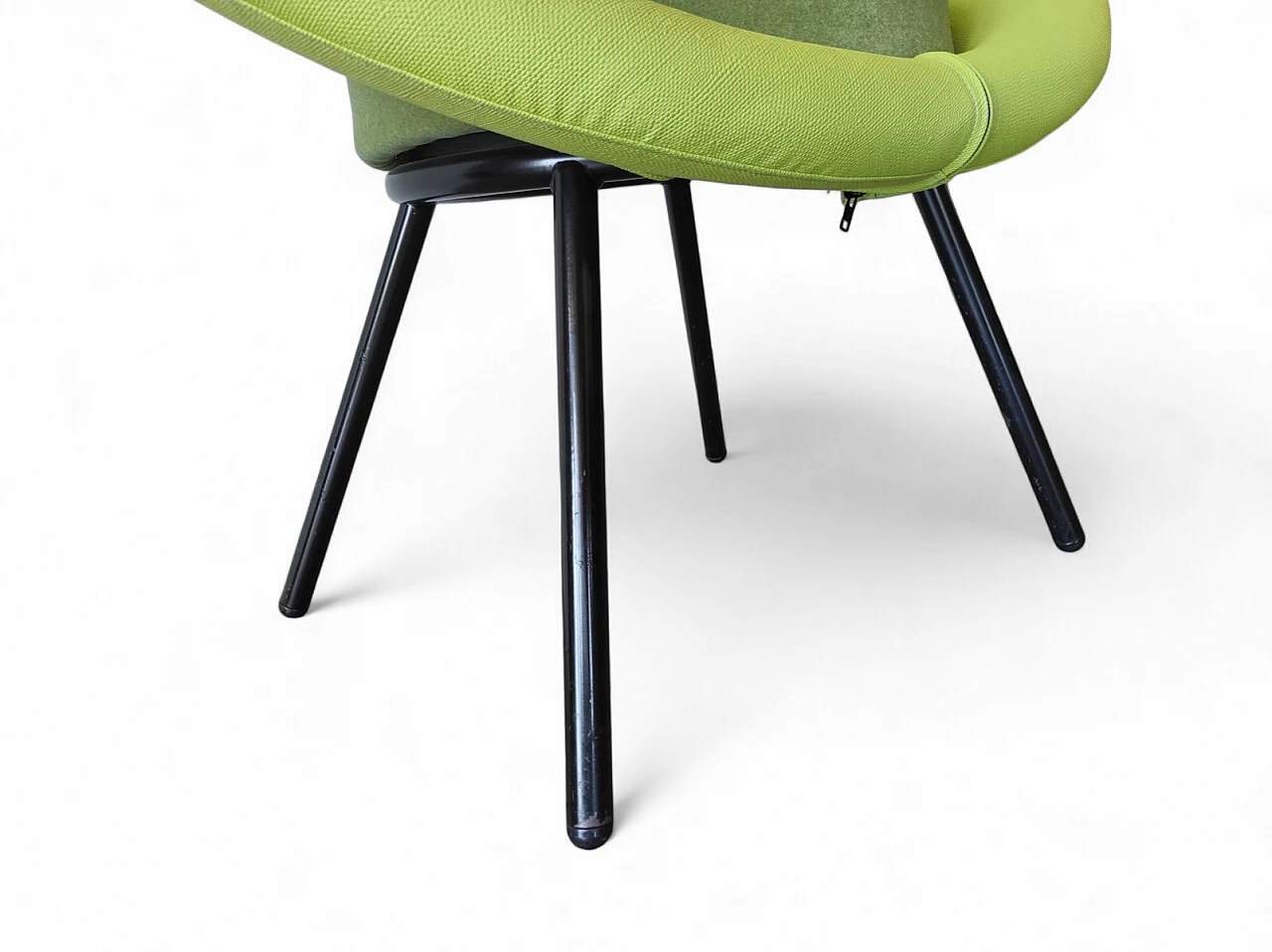 Green fabric and metal armchair, 1980s 6