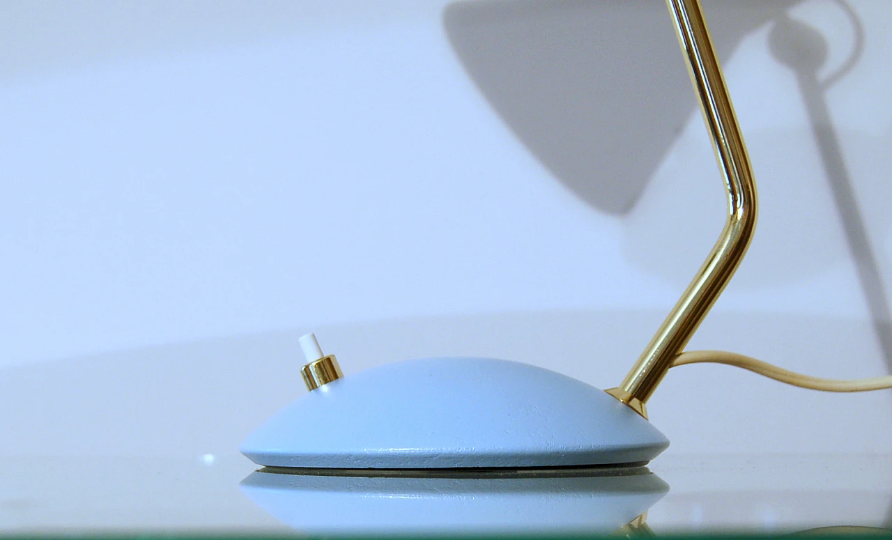 Light blue 8042 brass table lamp by Stilnovo, 1959 5