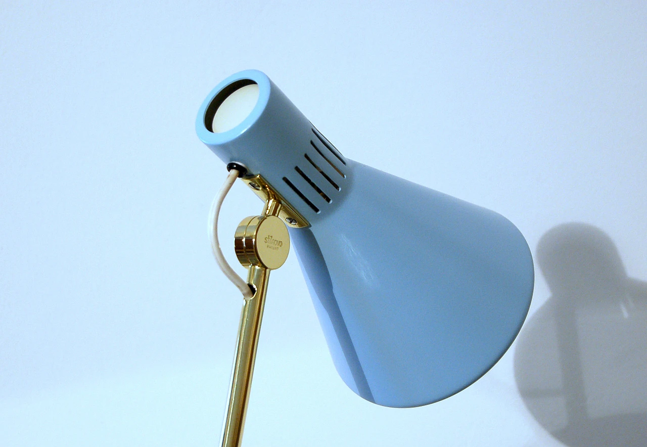 Light blue 8042 brass table lamp by Stilnovo, 1959 10