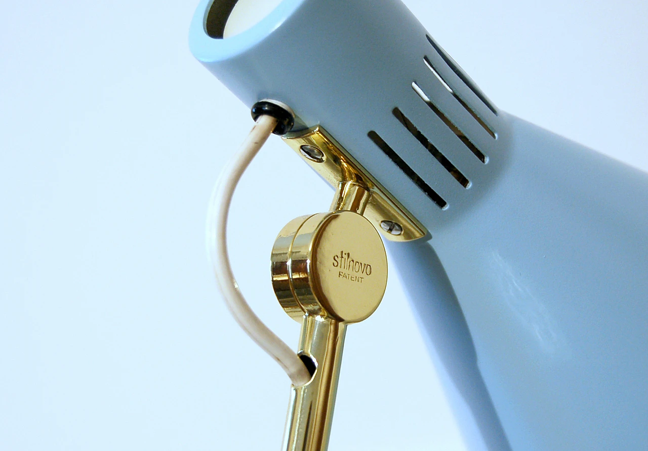 Light blue 8042 brass table lamp by Stilnovo, 1959 11