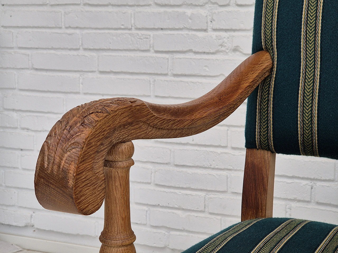 Danish two-seater wool and solid oak sofa, 1960s 3