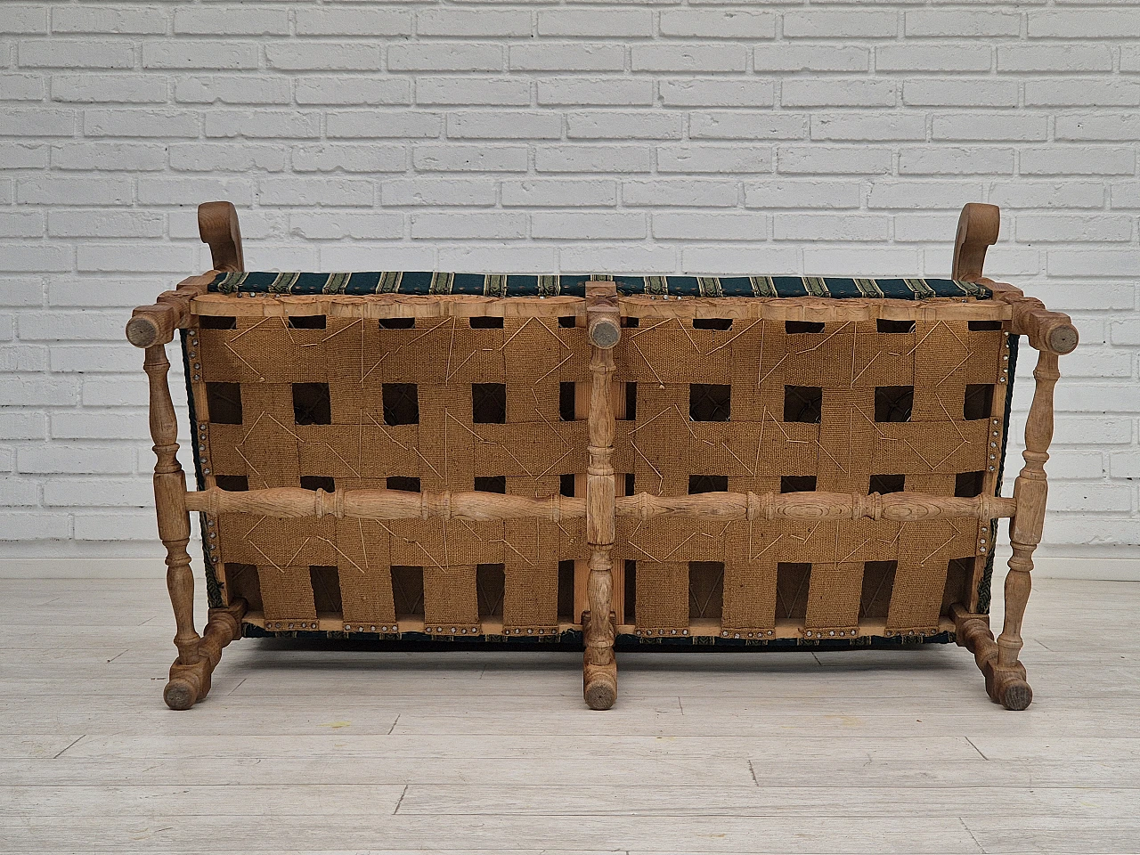 Danish two-seater wool and solid oak sofa, 1960s 20