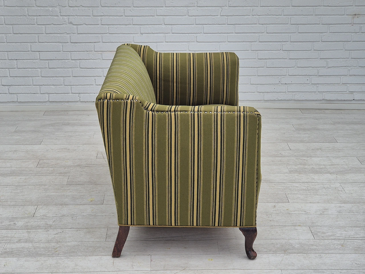 Danish two-seater ash and green wool sofa, 1960s 11