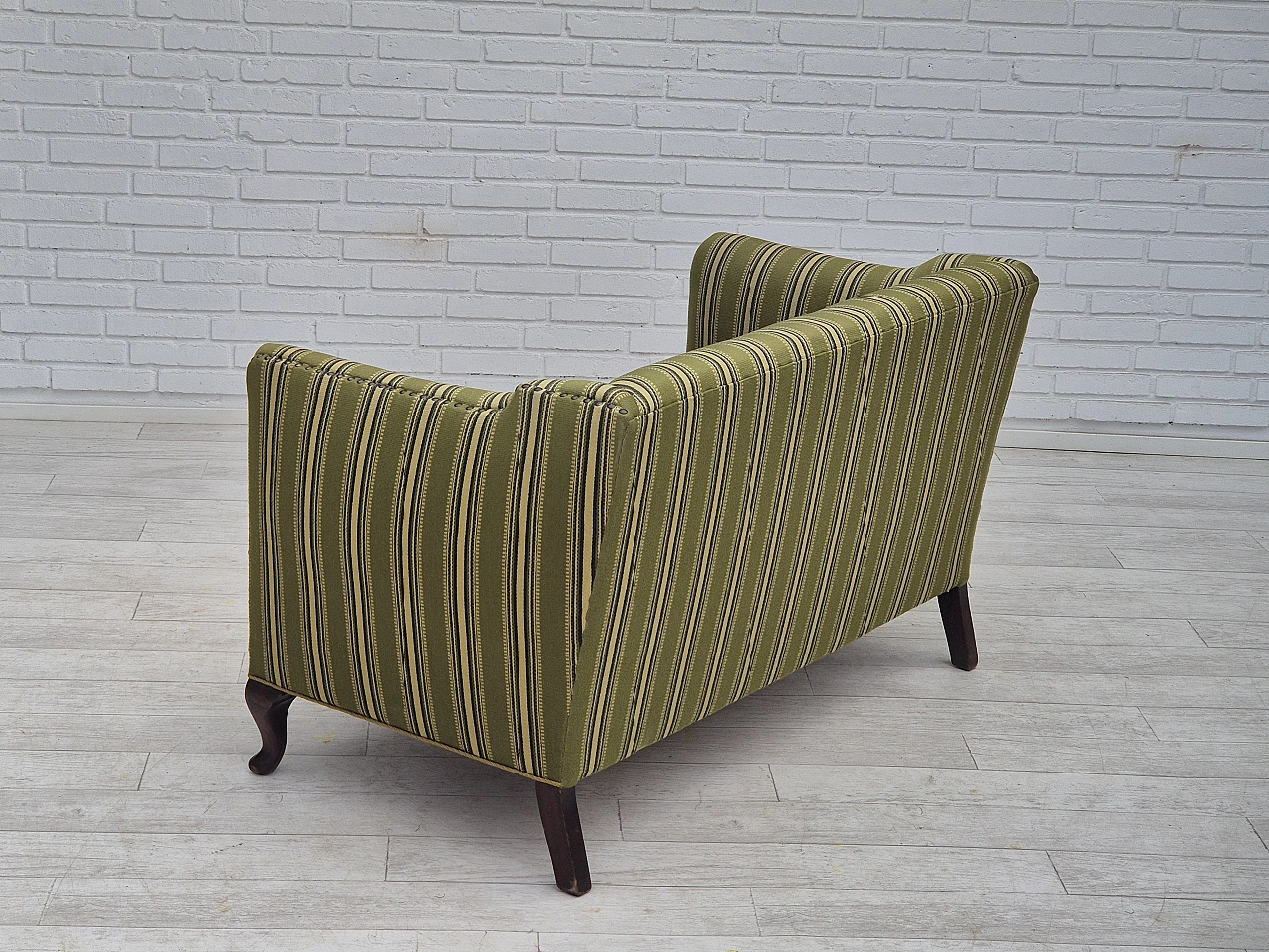 Danish two-seater ash and green wool sofa, 1960s 16