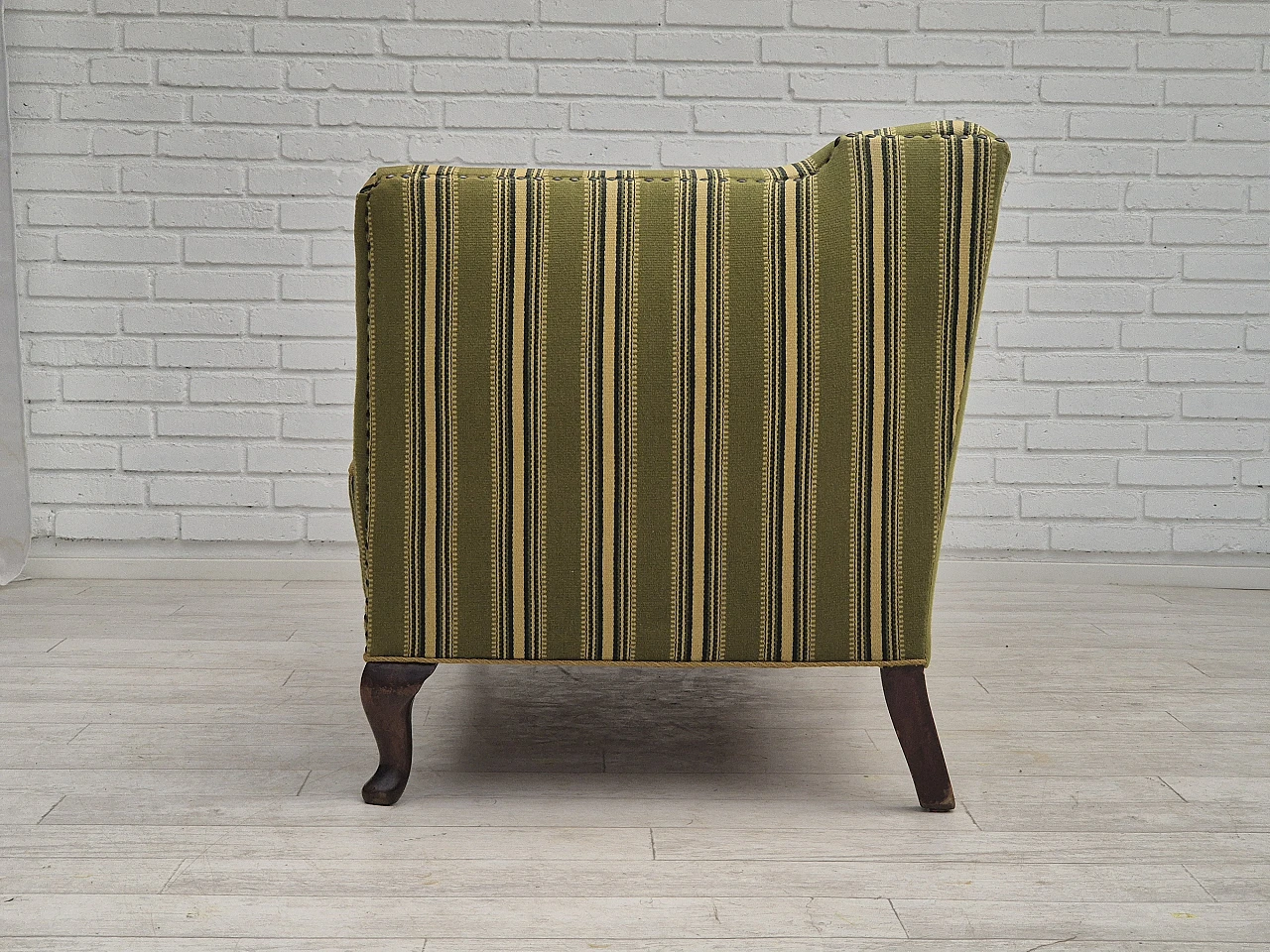 Danish two-seater ash and green wool sofa, 1960s 17