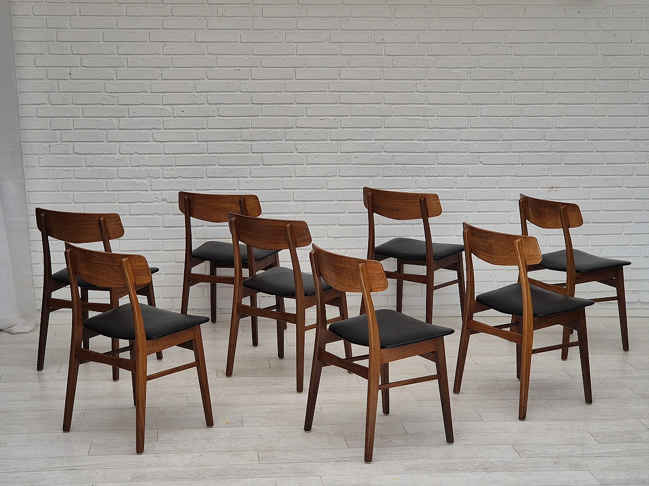 8 Chairs in teak and faux leather by Farstrup, 1970s 2