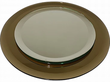 Round glass mirror by Cristal Lupi Luxury, 1980s