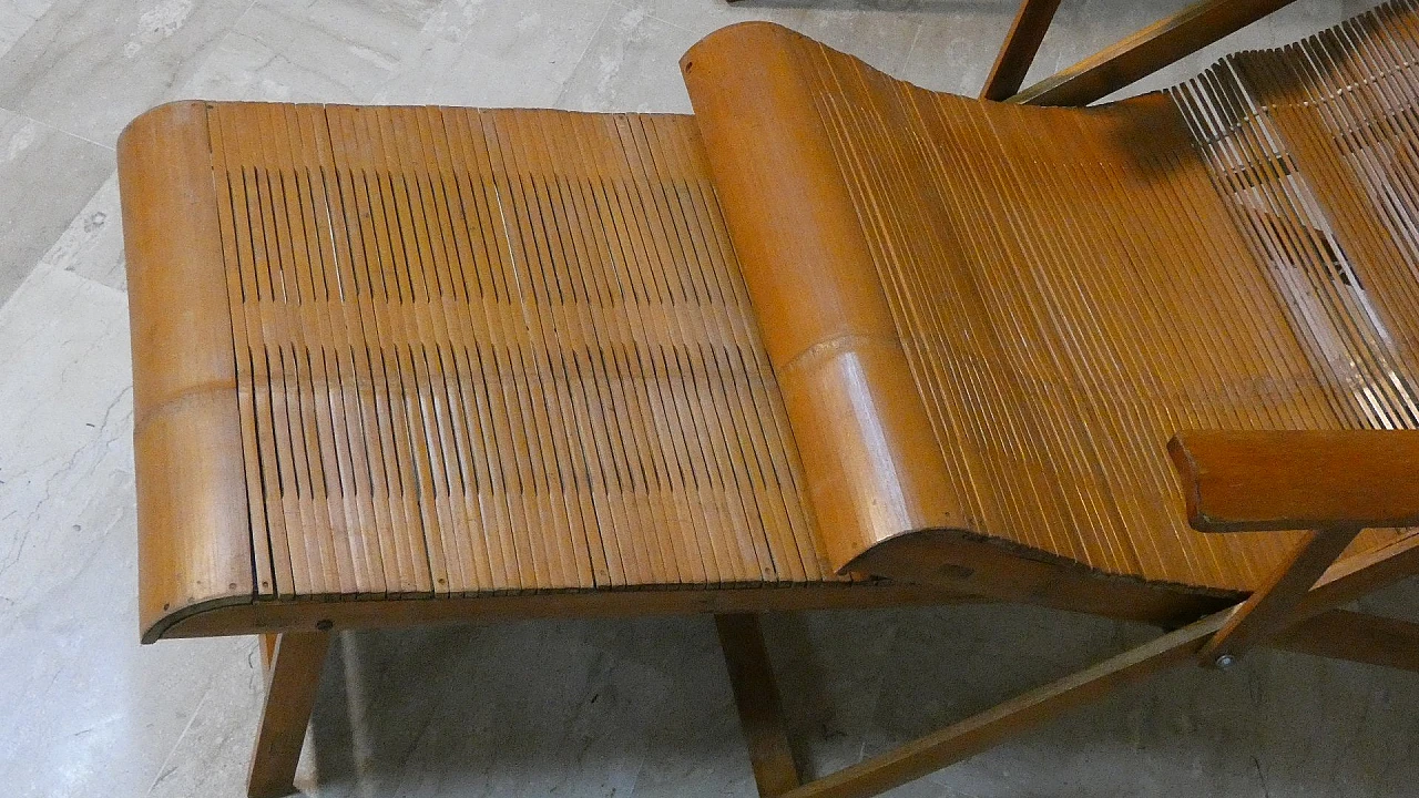 Bamboo folding deckchair and chaise longue, 1950s 6