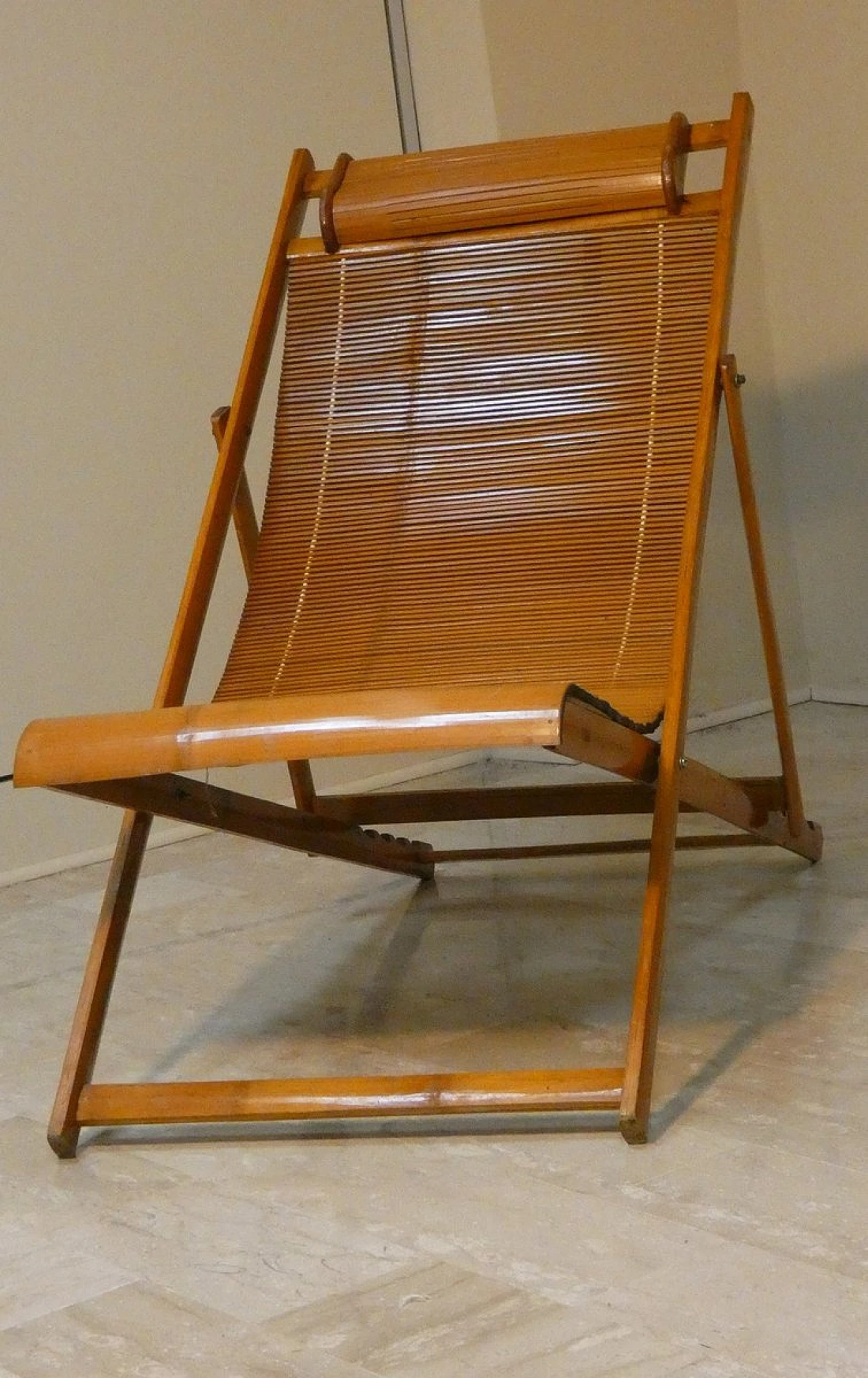 Bamboo folding deckchair and chaise longue, 1950s 7